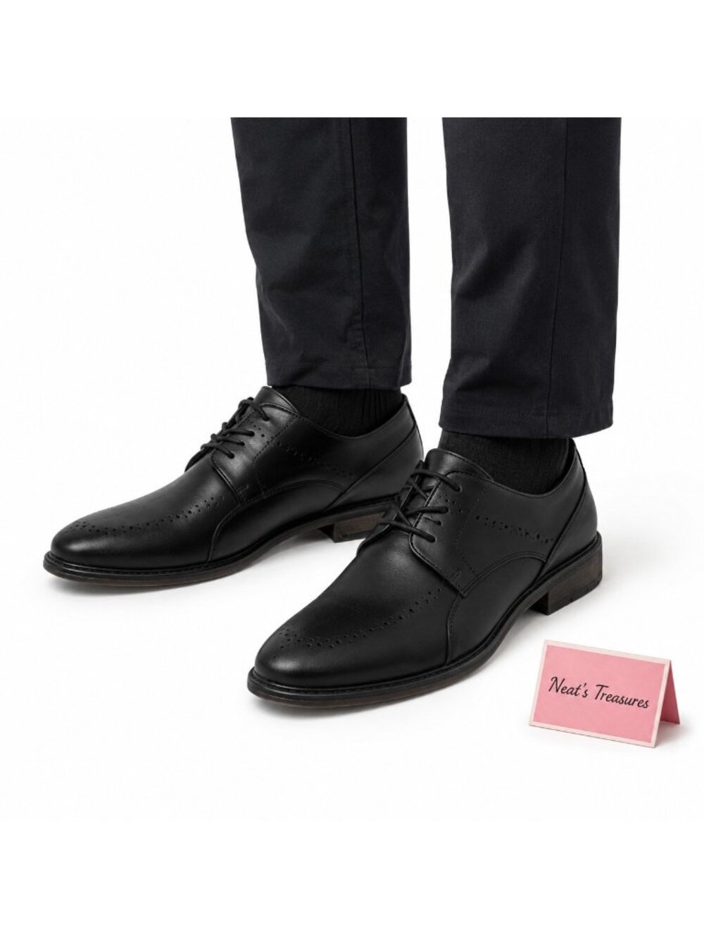 Borelli Mens ROMAN 520029 Lace Up Perforated Black Oxford Almond Toe Size 6 M
